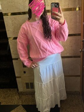 Edikted Pink Cable Knit Maxi Sweater